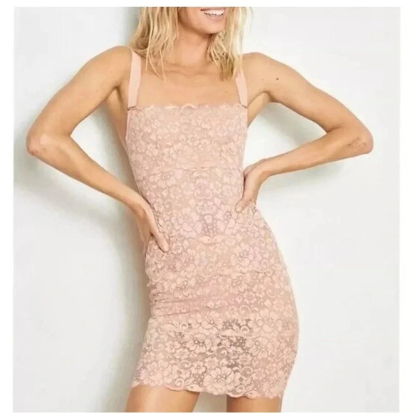 NWT We are HAH Free people Tight Squeeze Slip Dress Copper Rose Lace XS - Picture 1 of 7